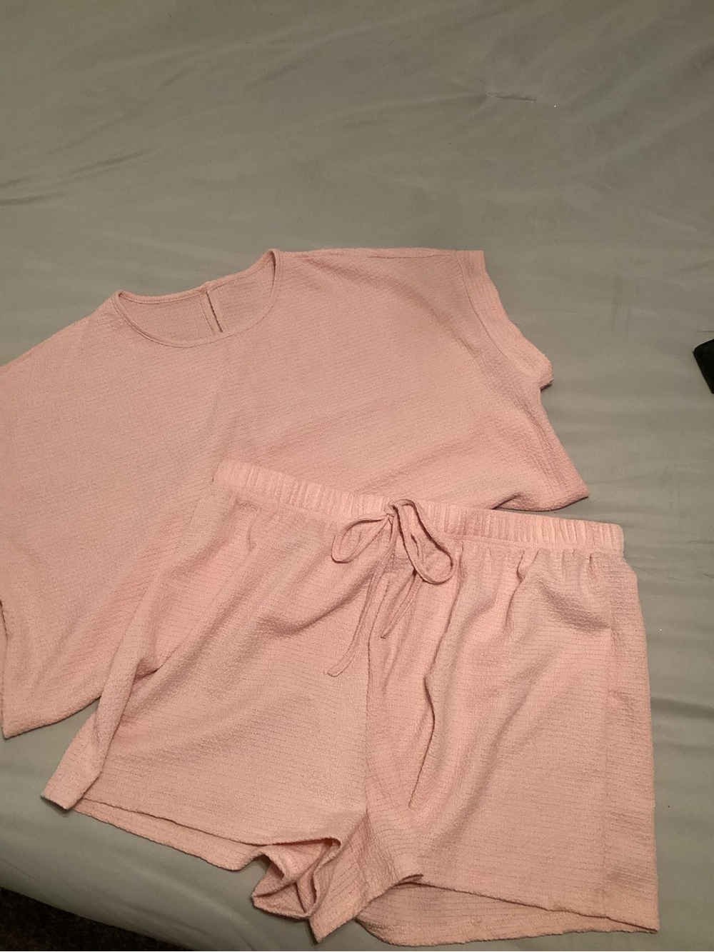 Cozy Pink Knit Short Set - Women's Casual Vacation Comfy